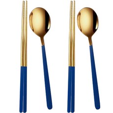 GVEA Luce 韓式餐具組, 湯匙(2p) + 筷子(2p), 金藍色