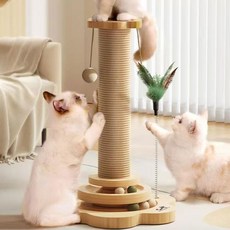 DING DONG PET 貓咪花朵原木劍麻柱貓抓板, 1個, 棕色