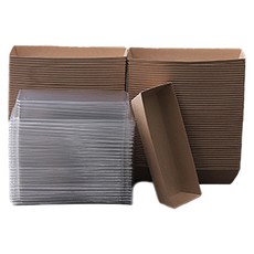 PACKAGE republic 牛皮紙三明治容器 100入 + 蓋子 100入 3號套組, 1套, 100個