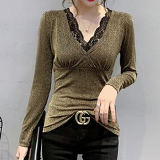 ViVEMO 女款蕾絲華麗性感夜店派對造型長袖T恤 00375