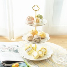 Kitchen Awesome 三層下午茶點心盤, 白色, 1個