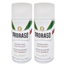 PRORASO 敏感肌刮鬍泡 白標 植萃綠茶, 含燕麥, 舒緩刮鬍敏感, 300ml, 2瓶