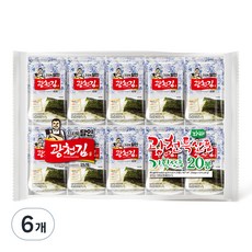 광천김 3대째 달인 파래 도시락김 20봉, 80g, 6개
