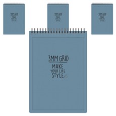 TOCTOC 3000 3mm 格子上翻式筆記本, 藍色, 4入