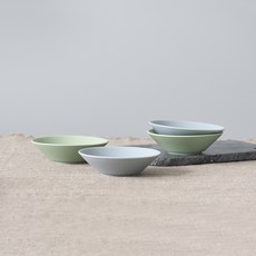 BOWLBOWL Urban Daily 點心碗 4入, 法式灰+蘋果綠, 1套