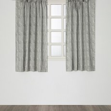 HOLA 和樂家居 查莉 緹花半腰窗簾 600g, 雲紋綠白