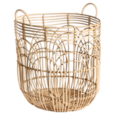 HOLA 和樂家居 手工編織提把造型籃 1.3kg, 淺米色, 1個