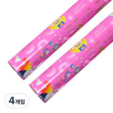 솔로몬샵 뽀로로 비닐롤포장지 대 18m, 핑크, 4개입