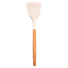 HOLA 和樂家居 木柄矽膠炒鏟 31.5 x 7cm 81g, 白色, 1支