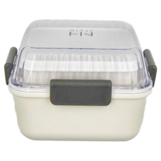 SHOWA 正和 NHstyle 簡約便當盒 小 PET ABS 樹脂 透明上蓋AS 聚苯乙烯, 象牙白, 1個