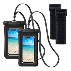 GOOSPERY 高級四重鎖定氣囊手機防水袋 + 頸掛繩 + 臂帶組合, 黑色, 2套