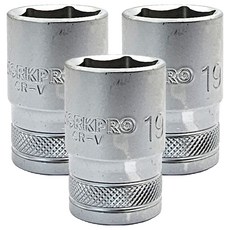 WORKPRO 短套筒 1/2" x 19mm WP274100, 3個