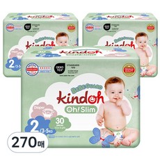 kindoh Oh! Slim Bebeguard優質超薄黏貼型尿布, 第2階段, 270片