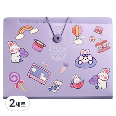 Allincell 日常風琴夾 5層 A4 + 貼紙組, 2套, 星光紫(文件夾)