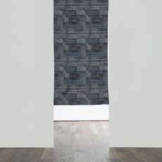 HOLA 和樂家居 艾禮思緹花一片式長門簾, 幾何藍染藍