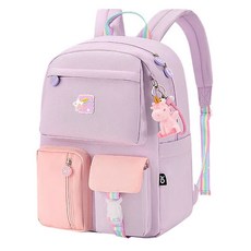 Kori Deer 馬卡龍跳色超輕減壓護脊書包 適合1-4年級兒童雙肩背包, 29 x 16 x 41cm, 紫色, 1個