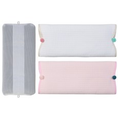 hwamo baby 枕芯+3層紗布枕套 2入, 象牙白+粉色