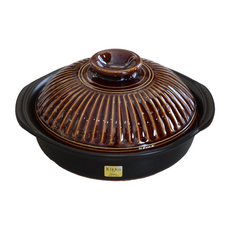 Kikka 貽釉菊花7號砂鍋 - 日本製 寬25.5cm 滿水容量1100mL 陶瓷材質, 1個, 25.5cm