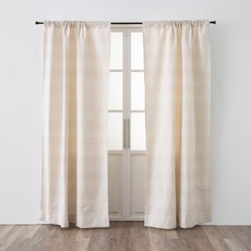 HOLA 和樂家居 艾禮思橫條緹花落地窗簾 3.1kg, 芒草棕