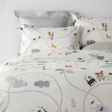 HOLA 和樂家居 奧可利防蟎抗菌200織純棉被套 雙人 1020g, 森林火車