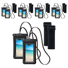 구스페리 프리미엄 4중잠금 튜브 휴대폰 방수팩 + 목스트랩 + 암밴드 세트, 블랙, 10세트