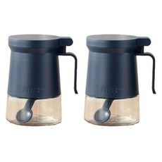 Line Smith雙層密封調味料調味罐 海軍藍 350ml*2個+湯匙 2個+除濕劑 4個組, 1組