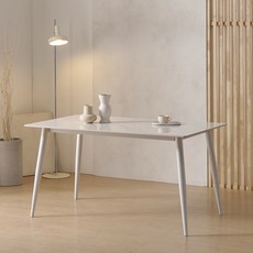 공간사이 피드 1400 세라믹 사각 식탁 테이블 방문설치, 화이트, 4인용