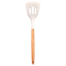 HOLA 和樂家居 木柄矽膠煎鏟 31.6 x 8cm 74g, 白色, 1支