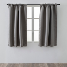 HOLA 和樂家居 伊登三明治遮光幾何緹花半腰窗簾, 礫石灰