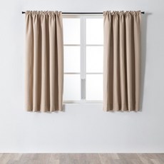 HOLA 和樂家居 PALETTE三明治遮光條紋緹花半腰窗簾 2.4kg, 彌月咖