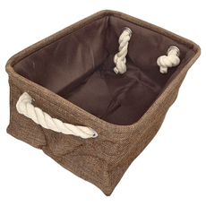 條理整頓收納 多用途棉麻布提把收納籃, 棕色, 1組