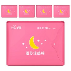 icon 愛康 透芯涼感棉 夜用型 28cm, 夜用型(28cm), 7片, 5包