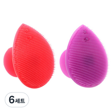 피부사랑 실리콘 클렌징 패드 2p 세트, 레드, 퍼플, 6세트