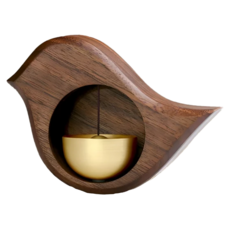 上手家居 實木門鈴鐺 多巴胺風鈴 銅鈴 小鳥造型 黑胡桃, 8.5 x 3.5 x 10.5cm