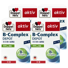 Doppel herz 德之寶 全日B群EX緩釋錠 含600mg葉酸 德國原裝進口, 45錠, 13.7g, 4盒
