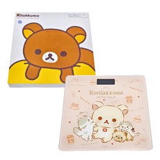 Rilakkuma 拉拉熊 電子體重機 鏡面數位 鋼化玻璃 LCD顯示 自動開關 圓角設計 防滑腳墊, ORL-001, 粉萌貓, 1個