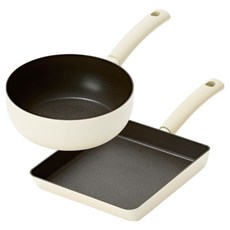 실바트 국산 순수 IH 인덕션 프라이팬 2종 세트, 아이보리, 1세트, 계란말이팬 24cm + 궁중팬 20cm