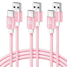 홈플래닛 패브릭 고속충전케이블 C타입, 2m, 핑크, 3개