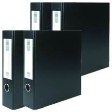 MiDAS HYUNPOONG D型環合成紙板文件夾 名牌型 3孔 A4 7cm, 黑色, 4個