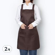 LAMIA STELLA 薄款H型素色咖啡廳咖啡師圍裙, 棕色, 2個