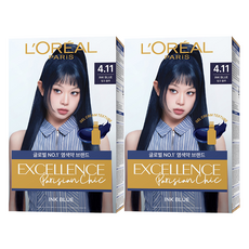 로레알파리 엑셀랑스 파리지앵 시크 라이트닝 톤업 염모제, 4.11호 잉크 블루, 2개