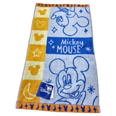 LIFE 來福牌 迪士尼月夜星光米奇洗臉巾 28x50cm 100%棉, 藍色, 1組