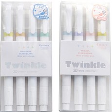 kkukku kkakka Bling Bling Twinkle Twin 熒光筆 4 色 x 2 套, 1套, 莫蘭迪，奶油