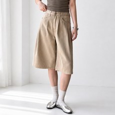 JHSTYLE 女款 短版/基本長度 夏季內鬆緊帶百慕達版型寬版打褶棉質短褲 LZROK824