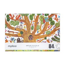mideer 藝術拼圖 樹與動物們, 84片, 1盒