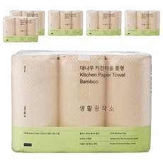 Saengong 生活工作所 竹製廚房紙巾 捲筒式, 6捲, 6個