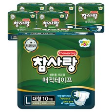 참사랑 매직테이프 밴드형 성인용 기저귀 대형, 10매입, 6개