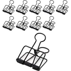 마켓A 금속 컬러 클립 집게 블랙, L, 10개