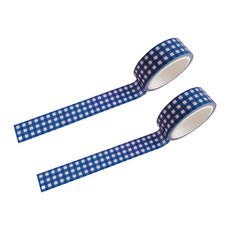 Betterbuys 格子手帳裝飾紙膠帶, 2個, 深藍色