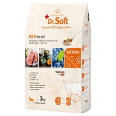 더독 강아지 전연령용 닥터 비프 소프트 사료, 소, 3kg, 1개